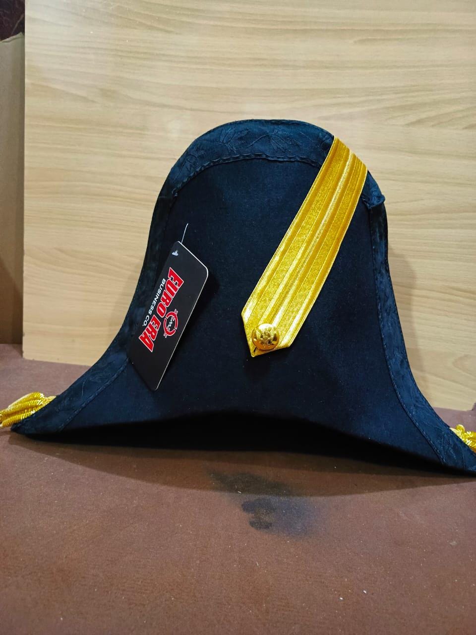 Napoleonic British Officer Bicorn Hat: Wool & French Braid