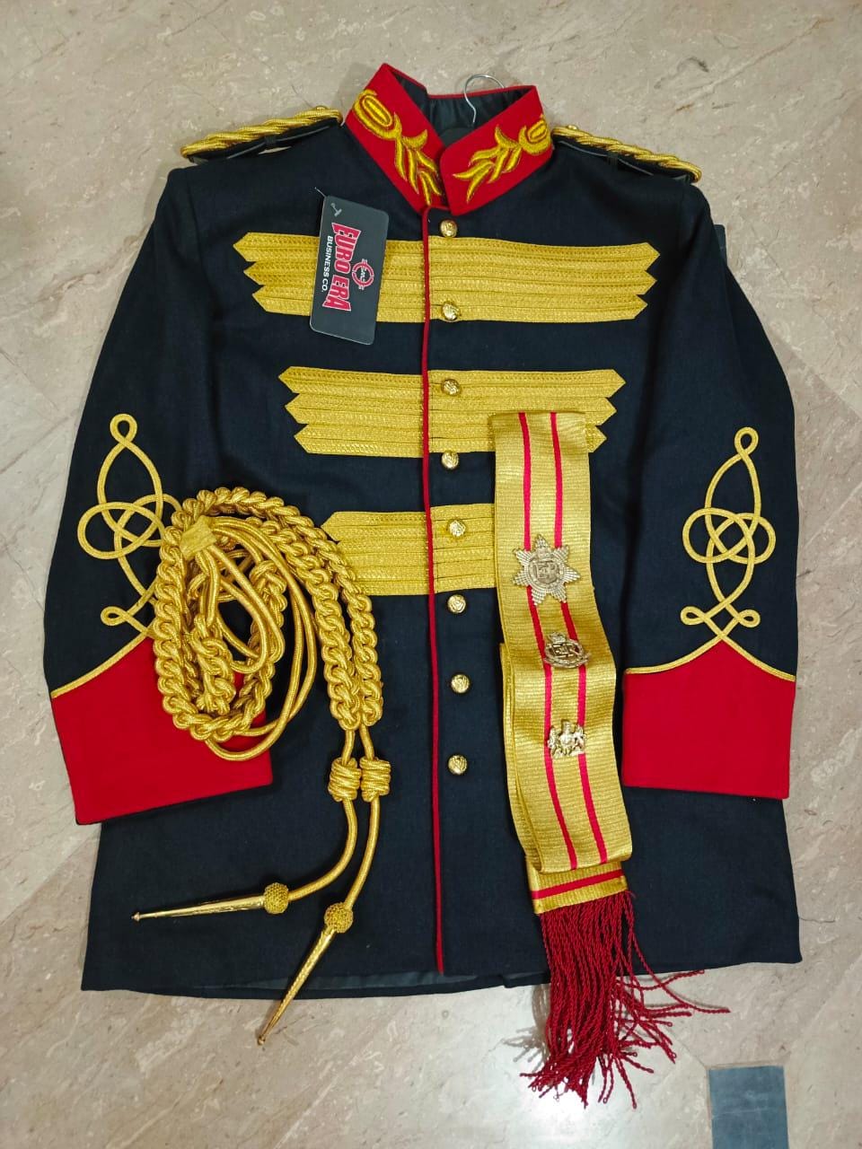 Steampunk Hussar Jacket: Wool Military Tailcoat with Aiguillette