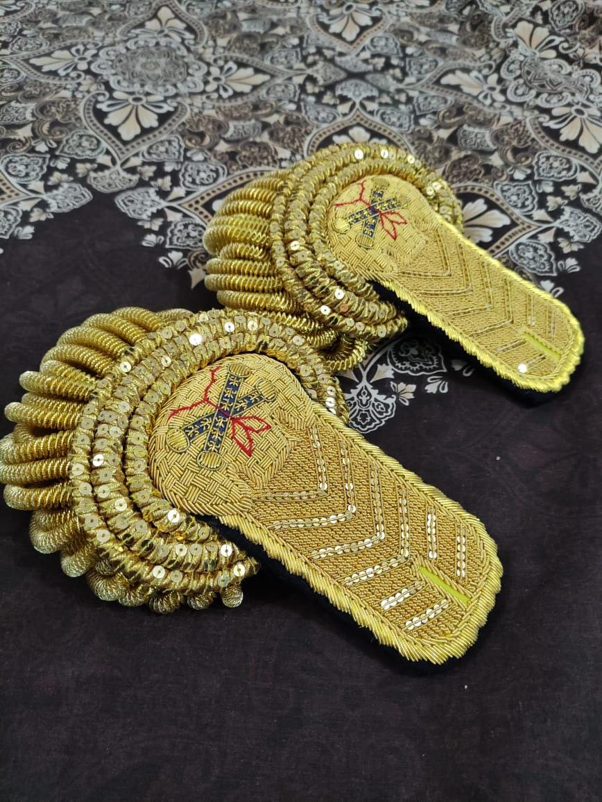 Hand Embroidered Napoleonic French General Officer Epaulette with Billion Wire Fringes