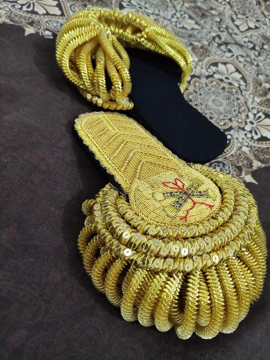 Hand Embroidered Napoleonic French General Officer Epaulette with Billion Wire Fringes