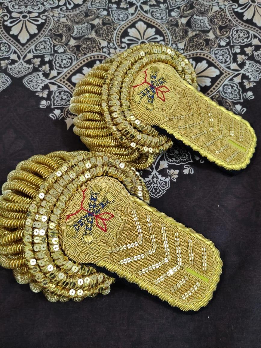 Hand Embroidered Napoleonic French General Officer Epaulette with Billion Wire Fringes