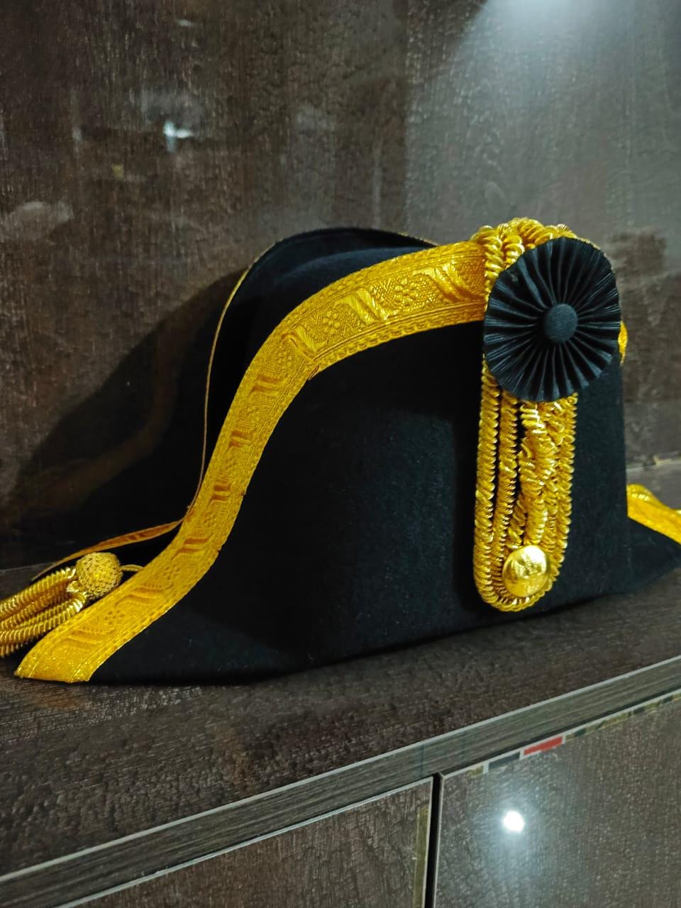 Felted Wool Bicorn Hat: Napoleonic Prussian General Style