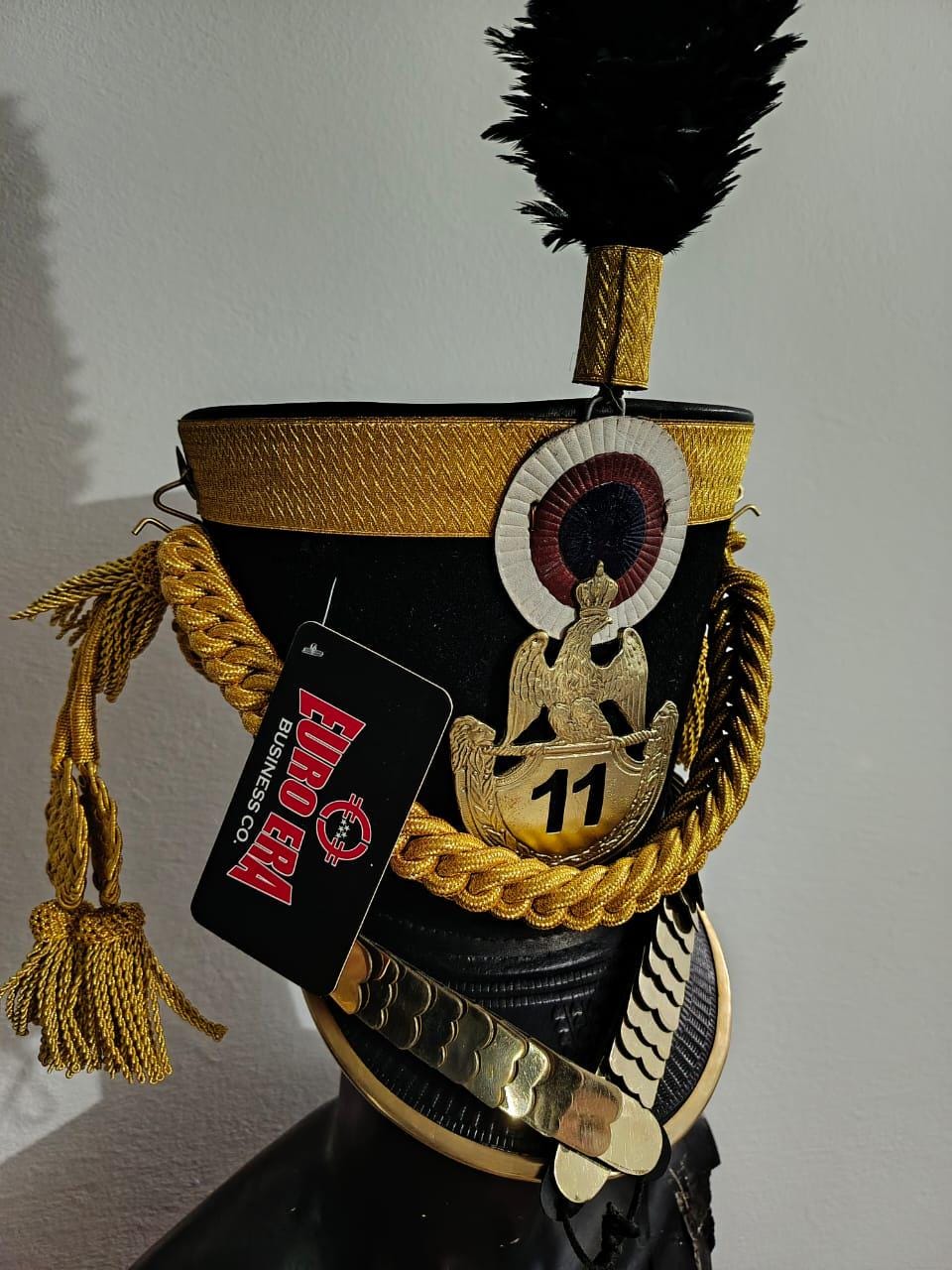 Napoleonic French Infantry Officer Shako Hat: Wool & Leather