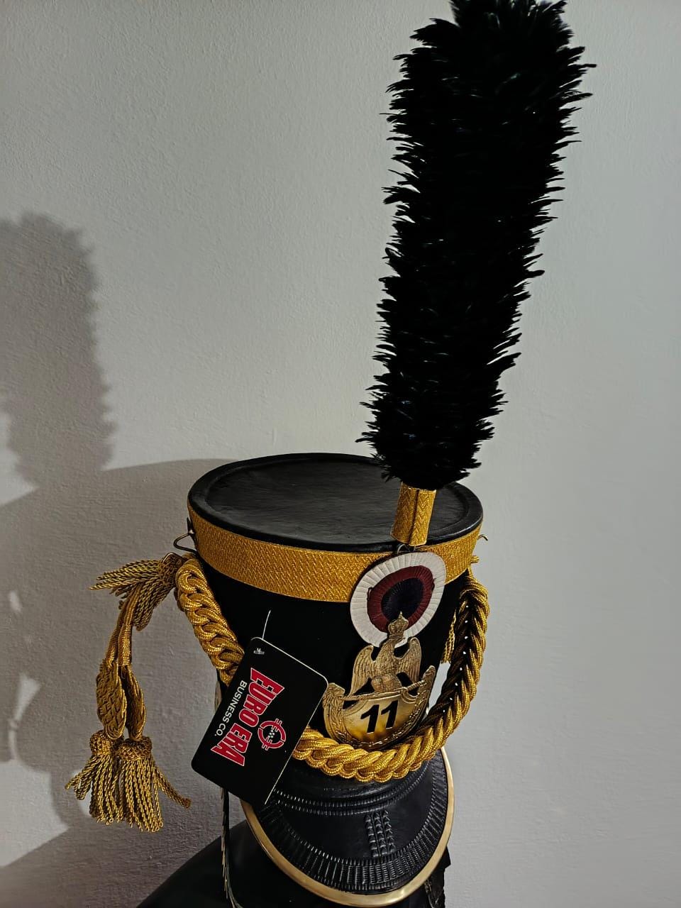 Napoleonic French Infantry Officer Shako Hat: Wool & Leather