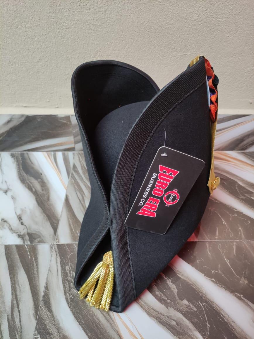 Wool Felt Napoleonic Bicorn Hat: Gold Braid, Revolutionary War