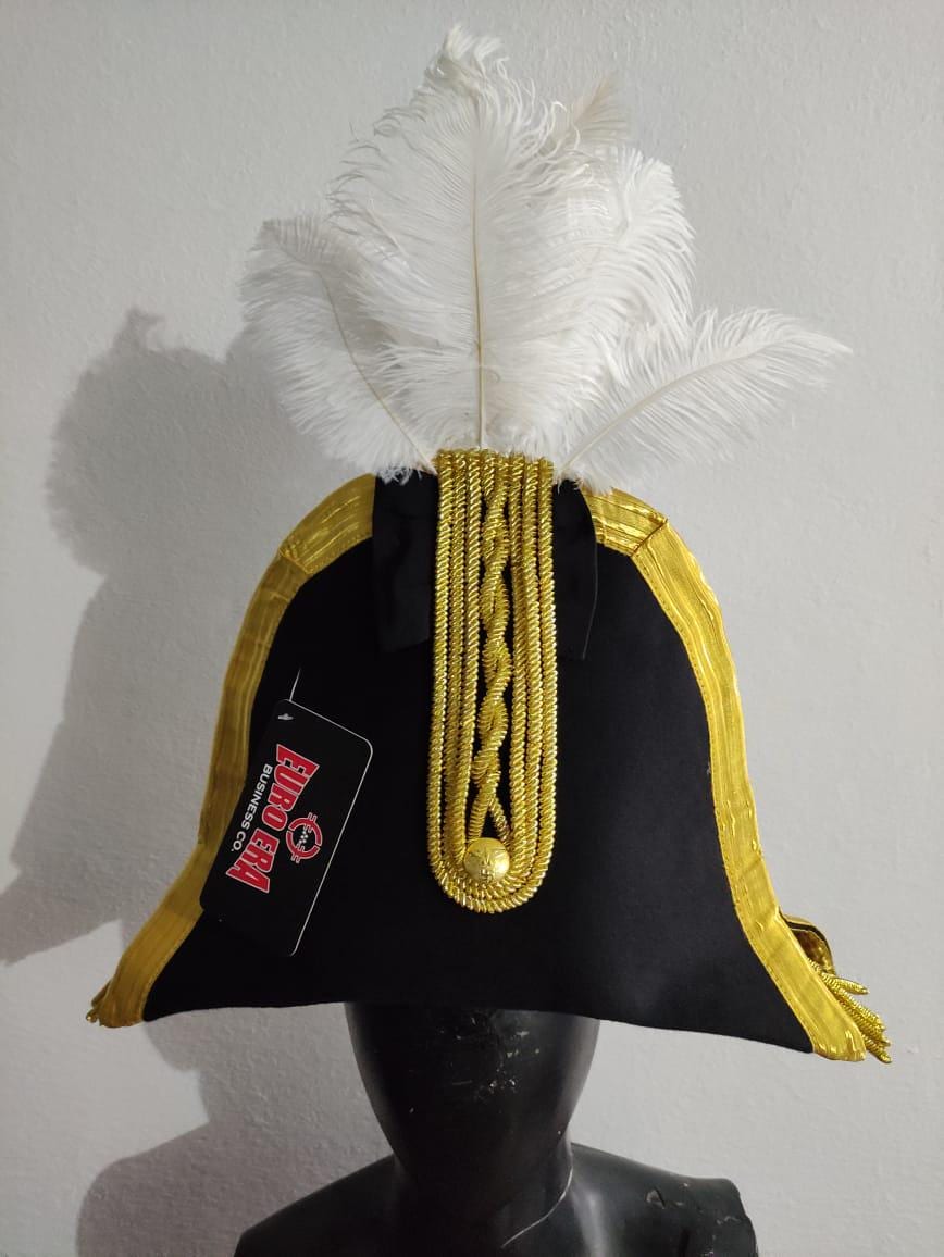 Felted Wool Napoleonic Bicorn Hat: Prussian General Officer Style