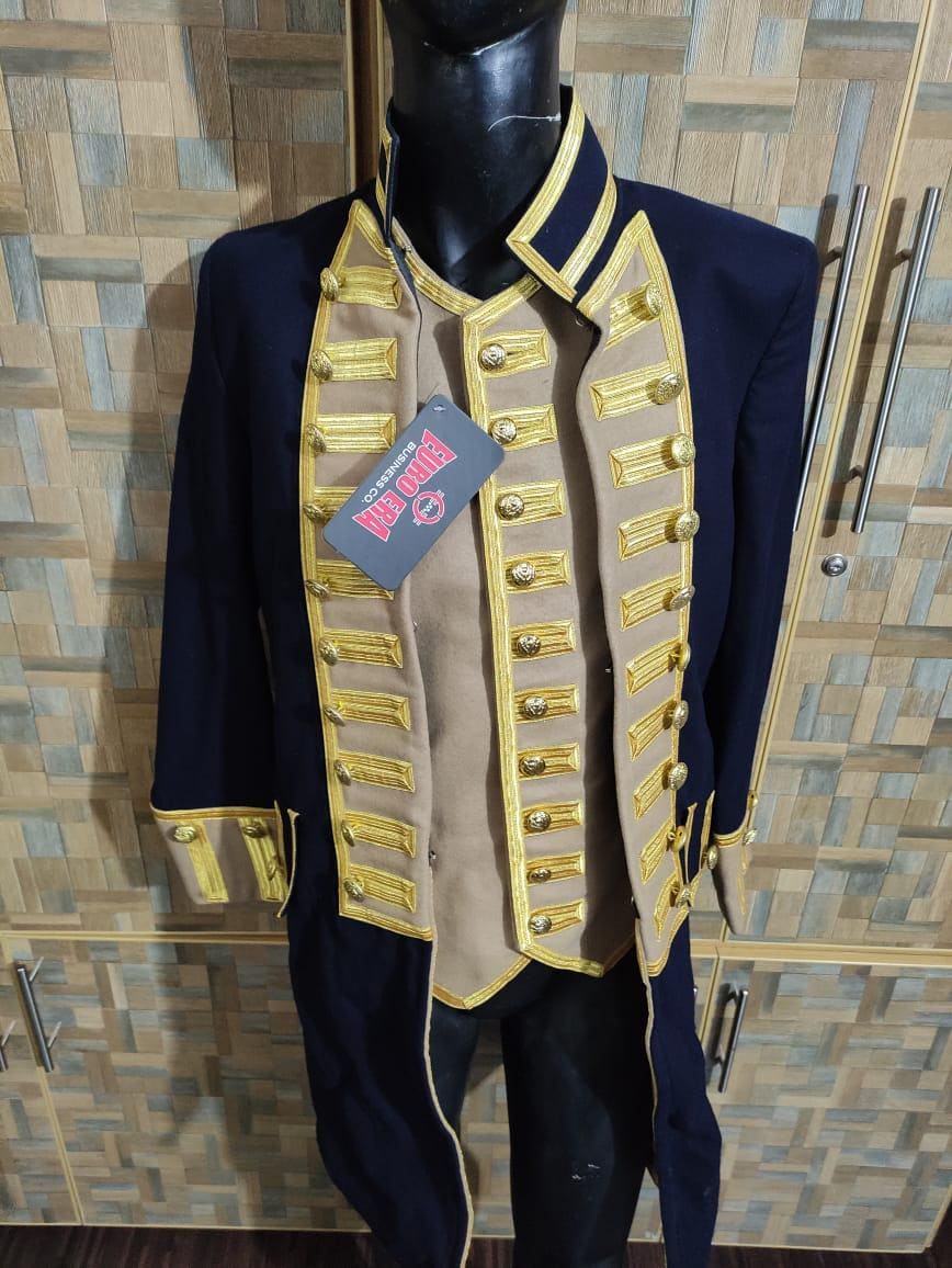 Wool Officer Frock Coat & Waistcoat: Revolutionary War, Steampunk Uniform