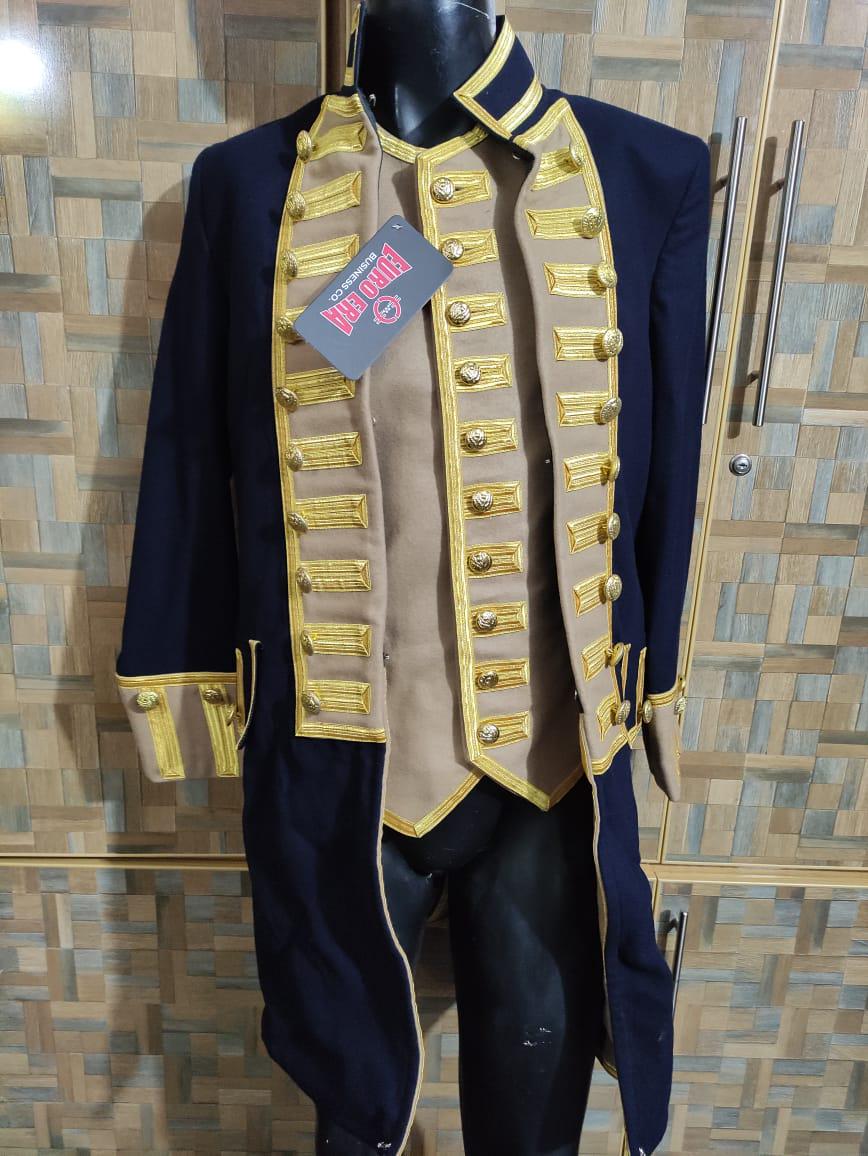 Wool Officer Frock Coat & Waistcoat: Revolutionary War, Steampunk Uniform