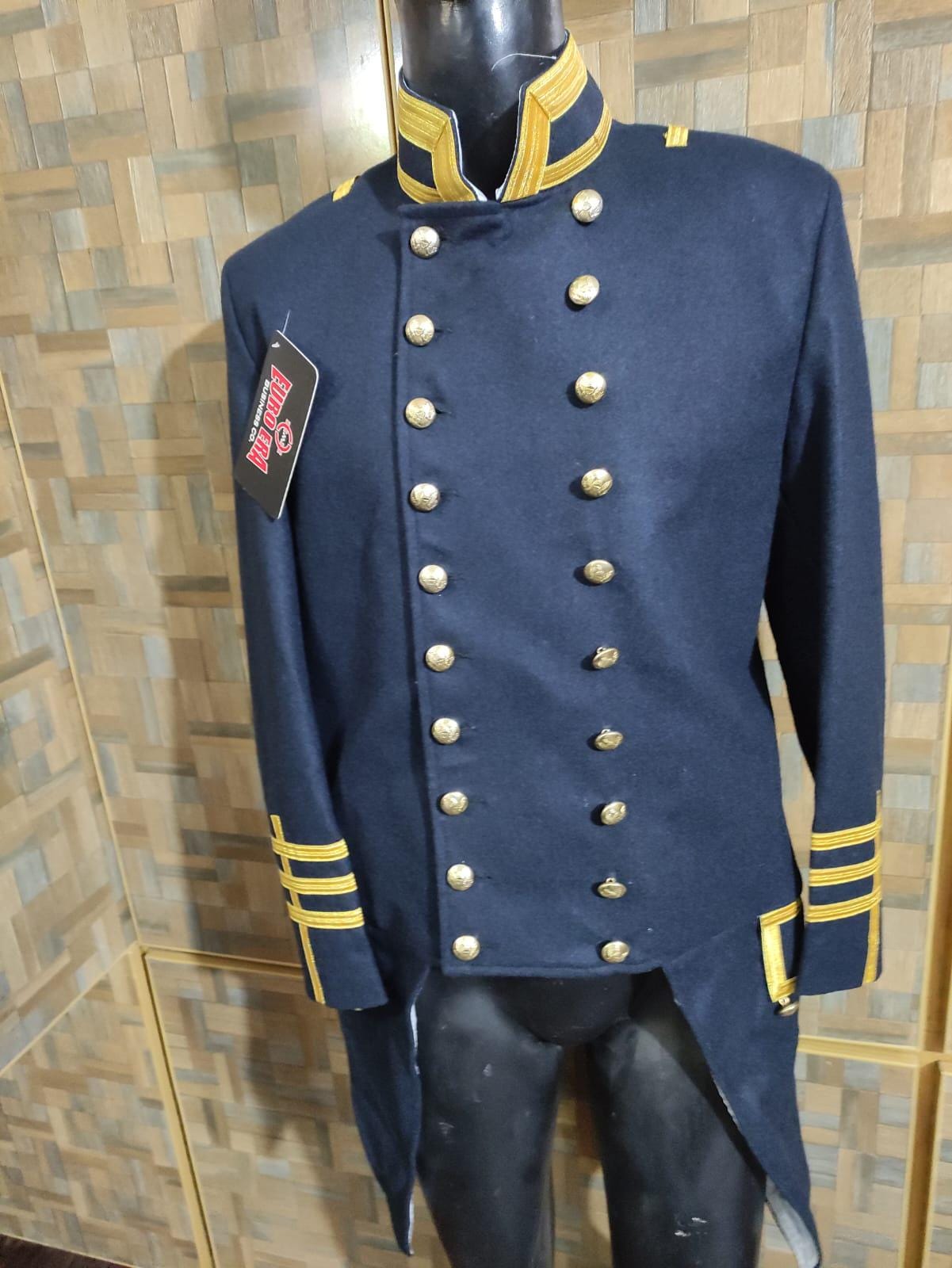 Civil War Style USMC Officer Frock Coat: Navy Blue Military Jacket