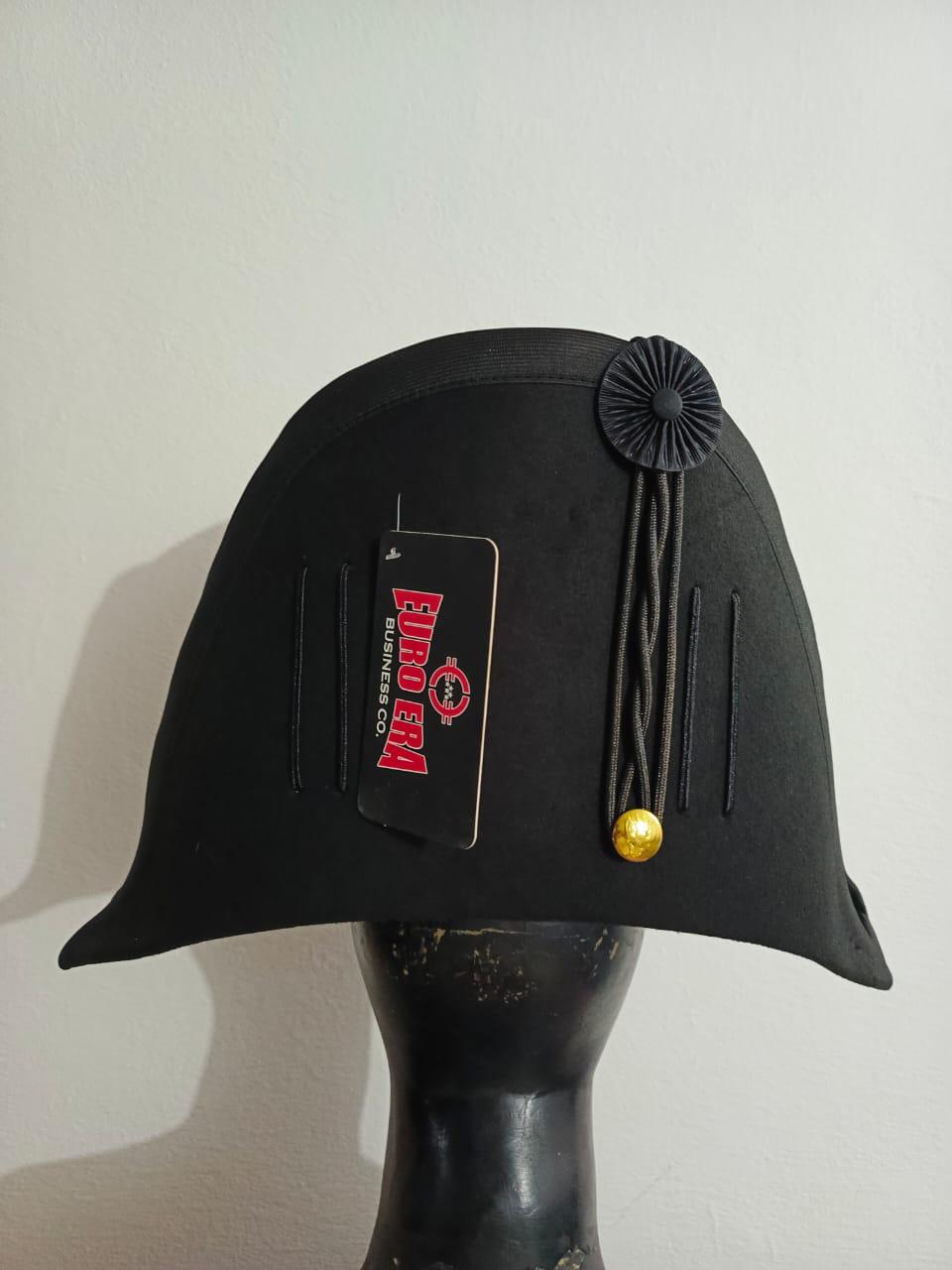 Napoleonic Bicorn Hat: Wool Felt, Gold Braid - Prussian/British Officer