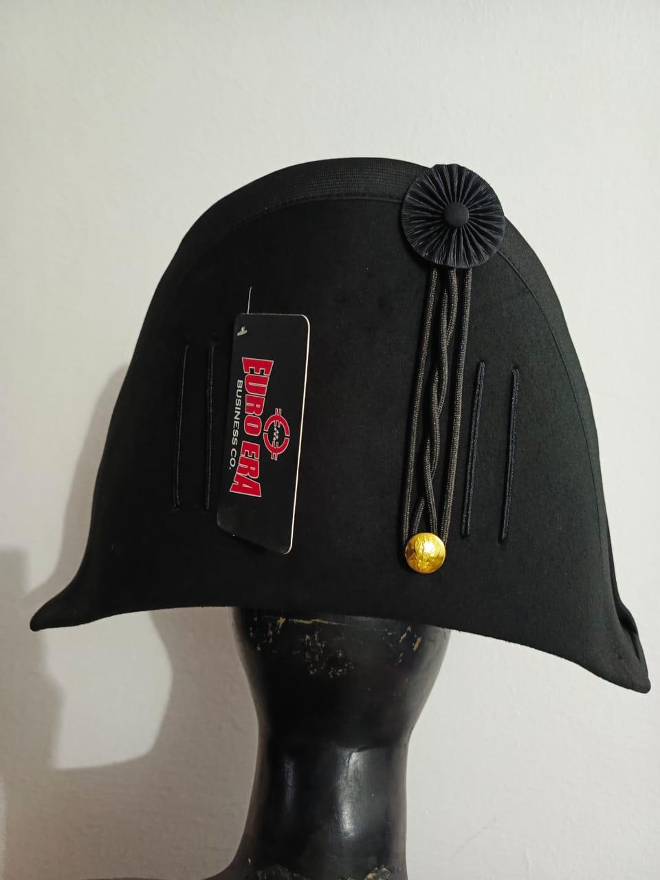 Napoleonic Bicorn Hat: Wool Felt, Gold Braid - Prussian/British Officer