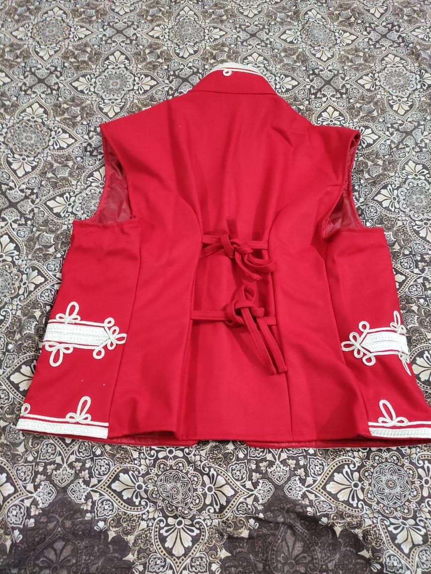 Napoleonic Hussar Waistcoat: Vintage Red Braided Cosplay Outfit