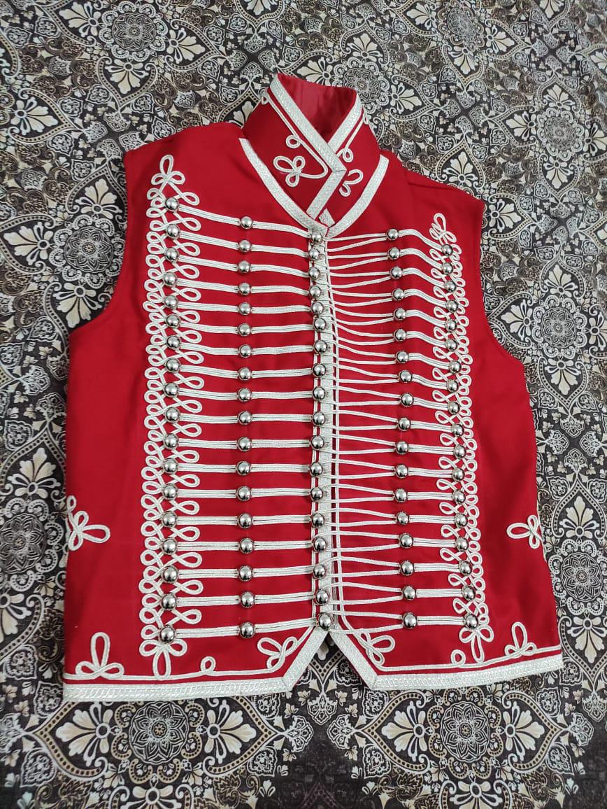 Napoleonic Hussar Waistcoat: Vintage Red Braided Cosplay Outfit