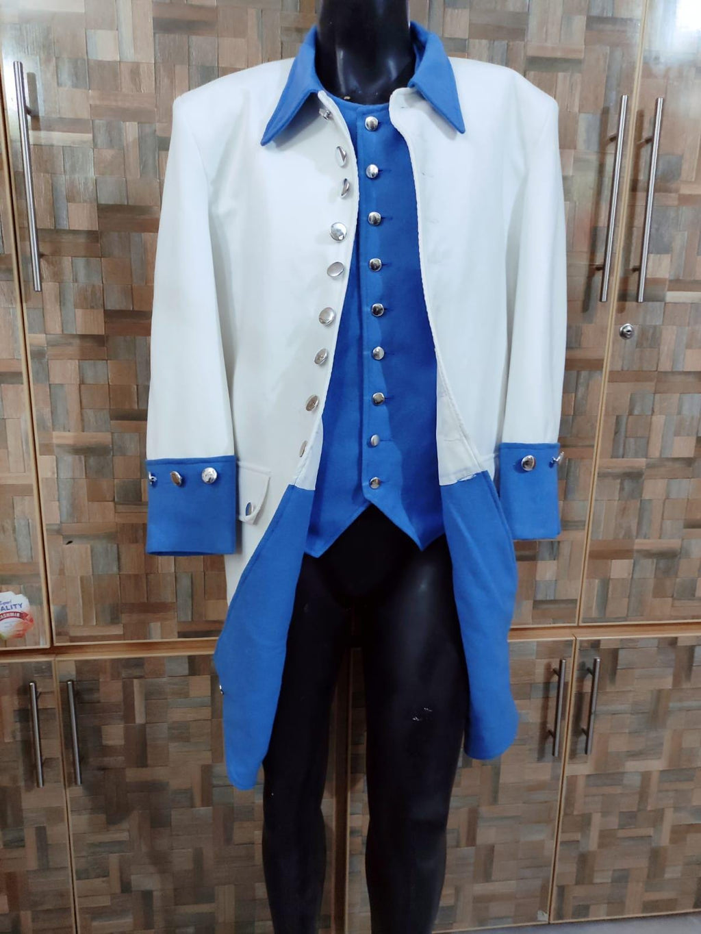 Wool Napoleonic Frock Coat & Waistcoat: Revolutionary War Officer Uniform