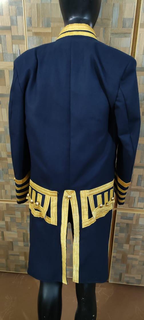 Napoleonic Naval Admiral Frock Coat & Waistcoat: Gold Braid, Wool Military Tailcoat