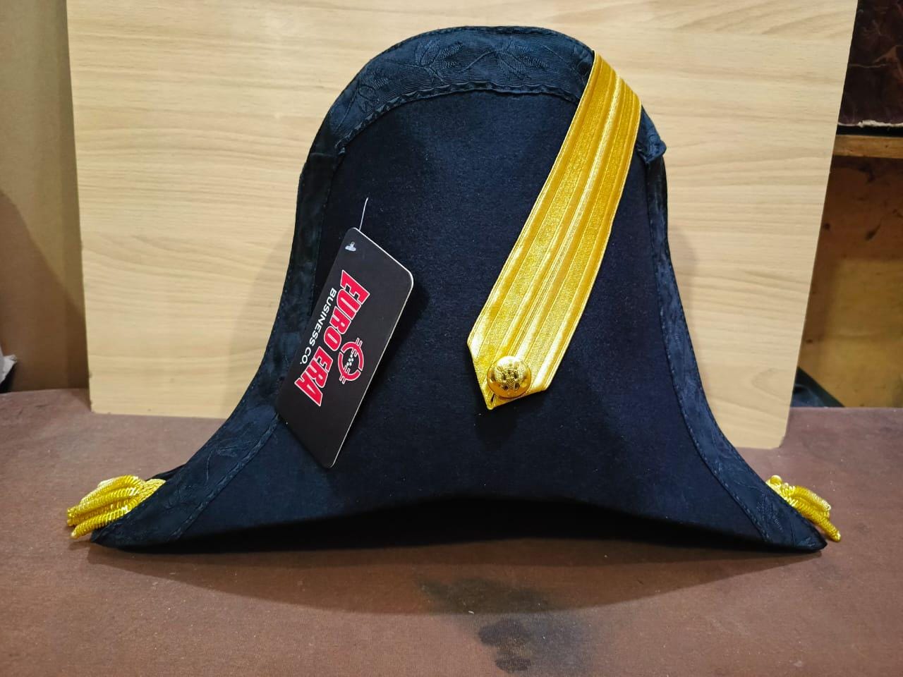 Napoleonic British Officer Bicorn Hat: Wool & French Braid