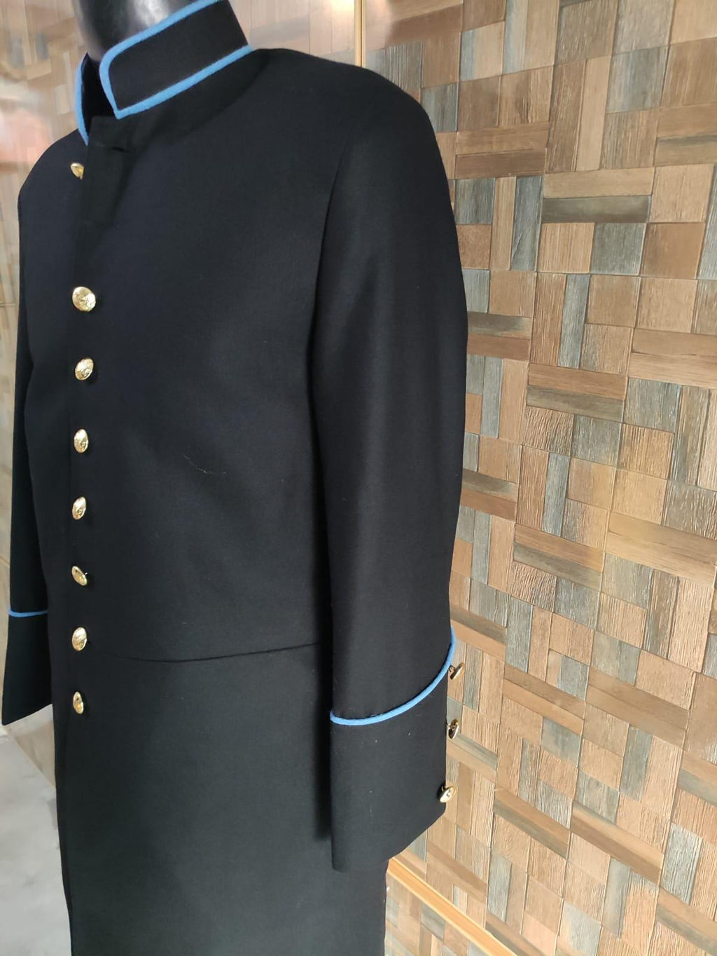 Civil War US Union Officer Frock Coat: Black Wool Military Jacket