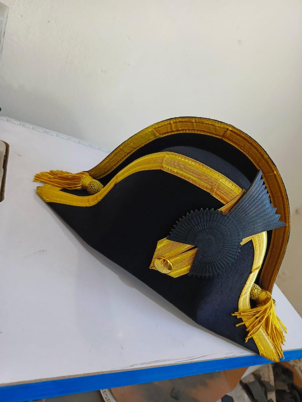 Napoleonic Bicorn Hat: 18th Century British Officer Costume, Vintage Gold Trim