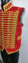 Napoleonic Hussars Waistcoat: Red Military Style Cavalry Uniform