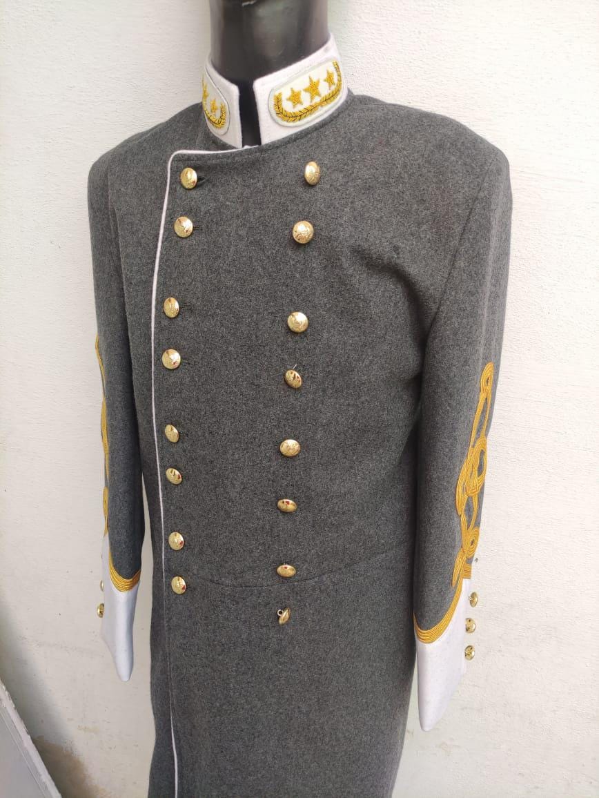 Civil War Confederate General Officer Frock Coat jacket with Rank Stars | Double Breasted Military jacket | Formal Wool Coat