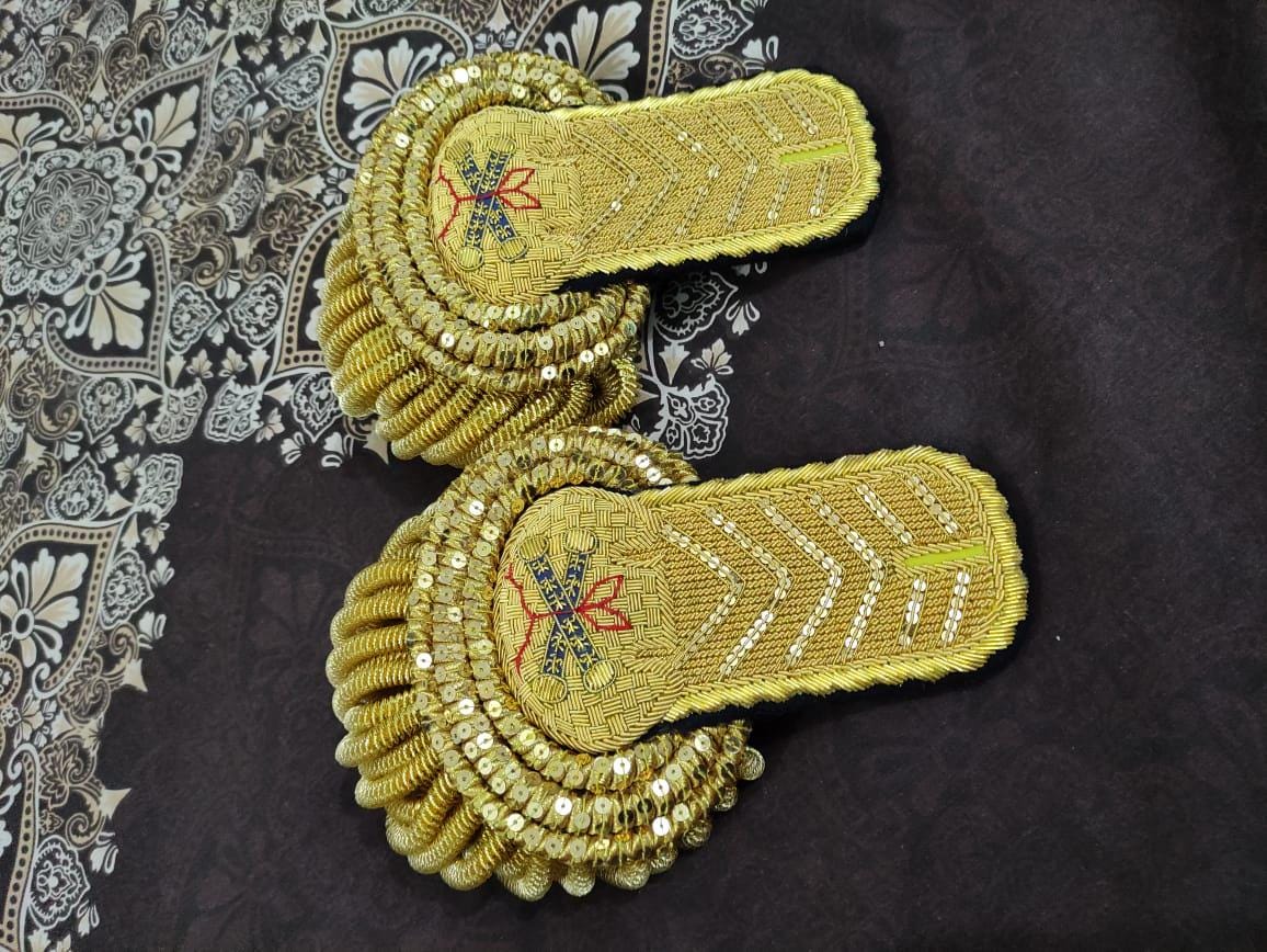 Hand Embroidered Napoleonic French General Officer Epaulette with Billion Wire Fringes