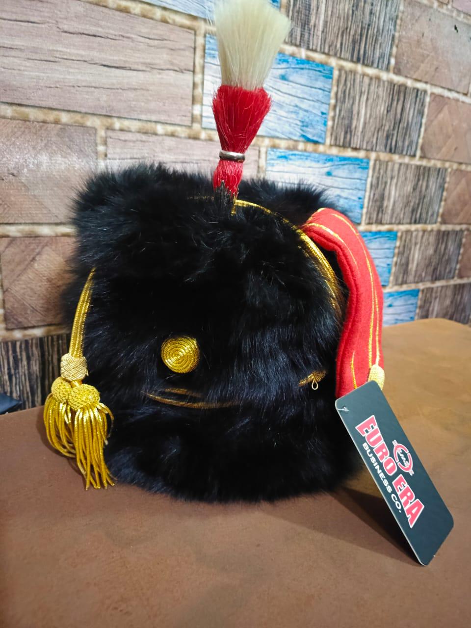 Napoleonic 11th Hussars Officer Busby Hat: Leather, Original Hairs