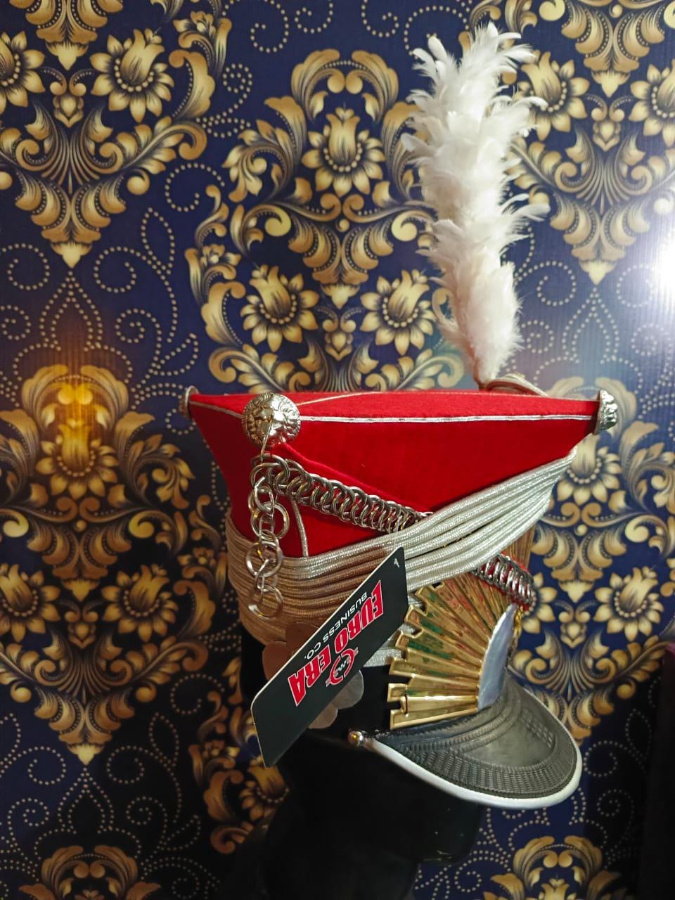 Napoleonic Lancer Shako Hat: Wool & Leather, Brass Details