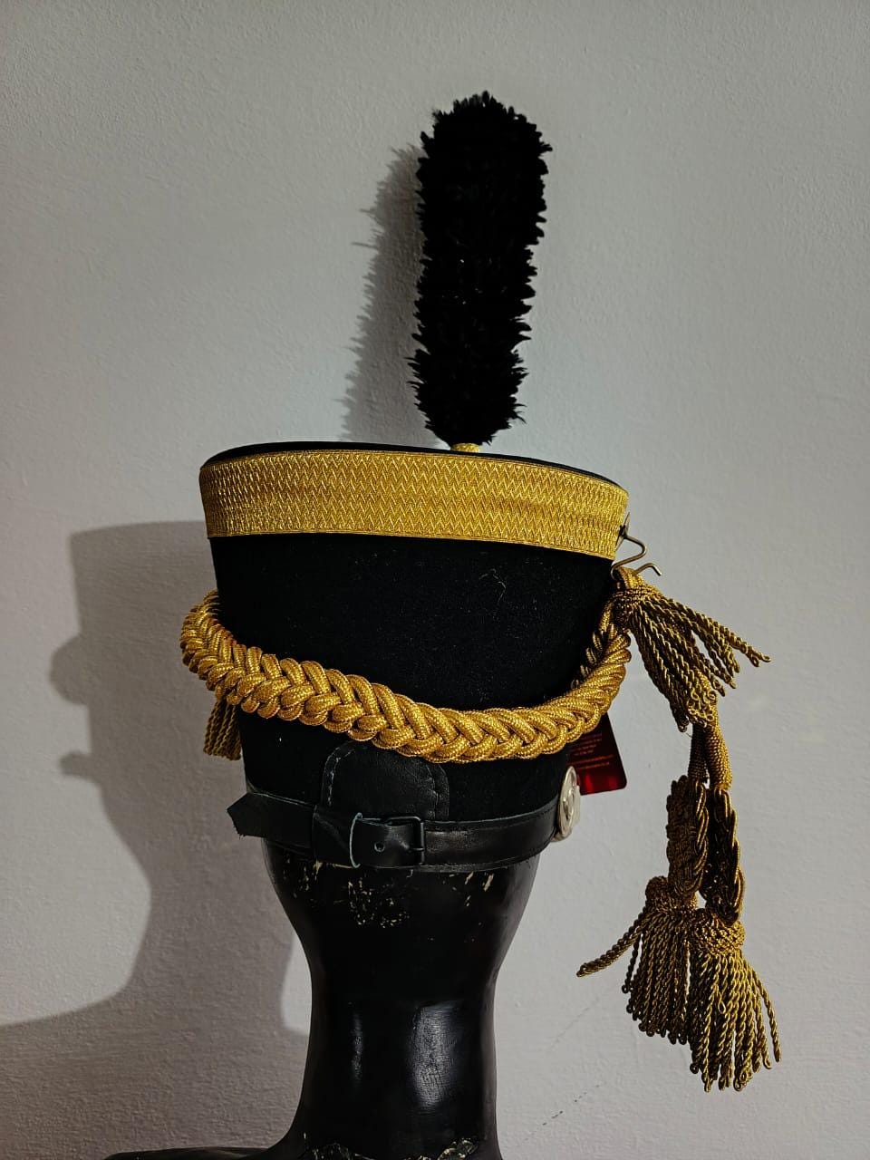 Napoleonic French Infantry Officer Shako Hat: Wool & Leather