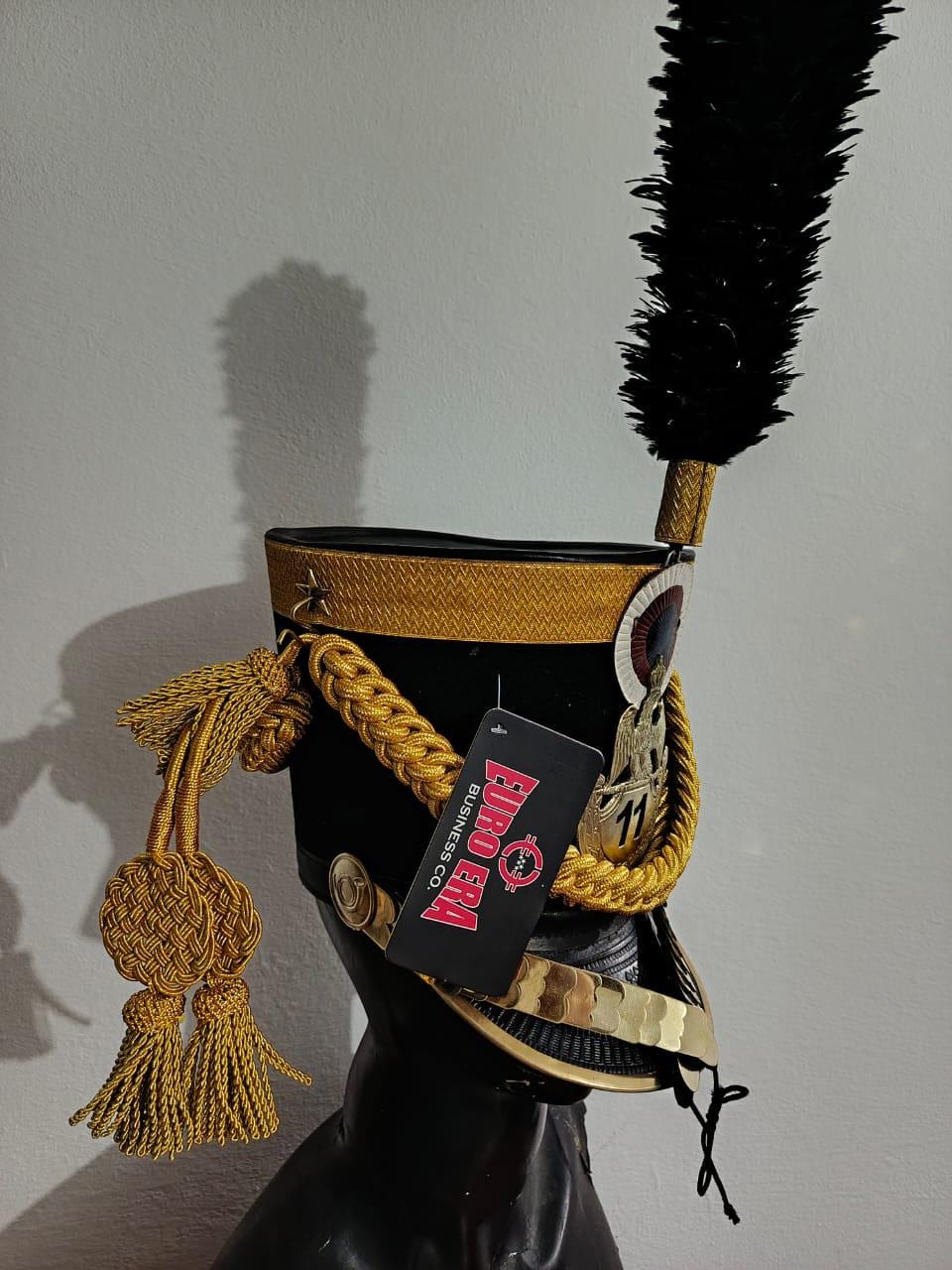 Napoleonic French Infantry Officer Shako Hat: Wool & Leather