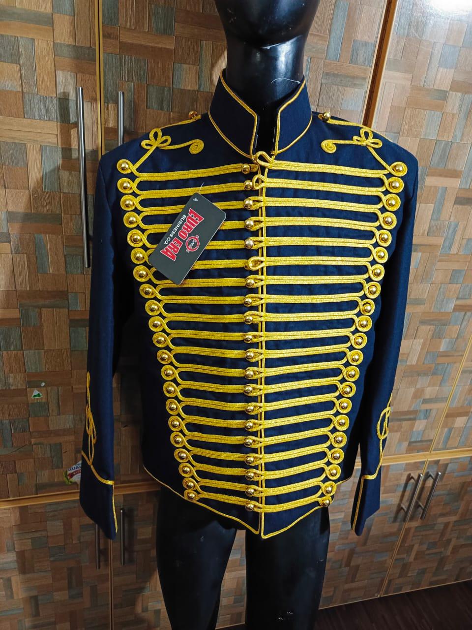 Napoleonic Hussars Tunic Jacket: Gold Button Officer Coat