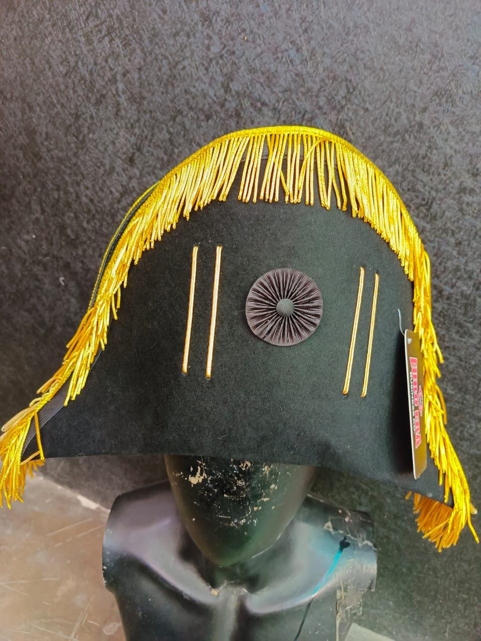 Napoleon Bicorn Hat with Gold Fringe: Historical Military Cosplay Costume