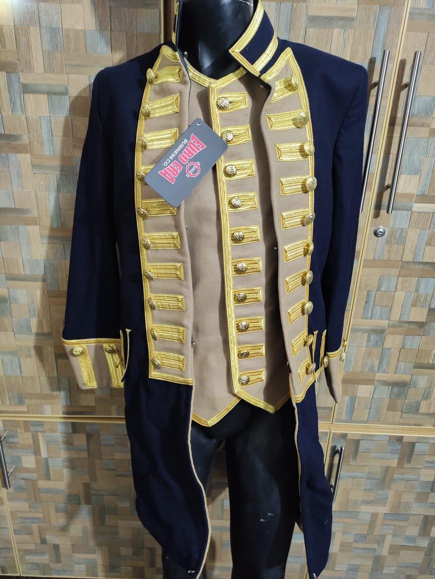 Wool Officer Frock Coat & Waistcoat: Revolutionary War, Steampunk Uniform