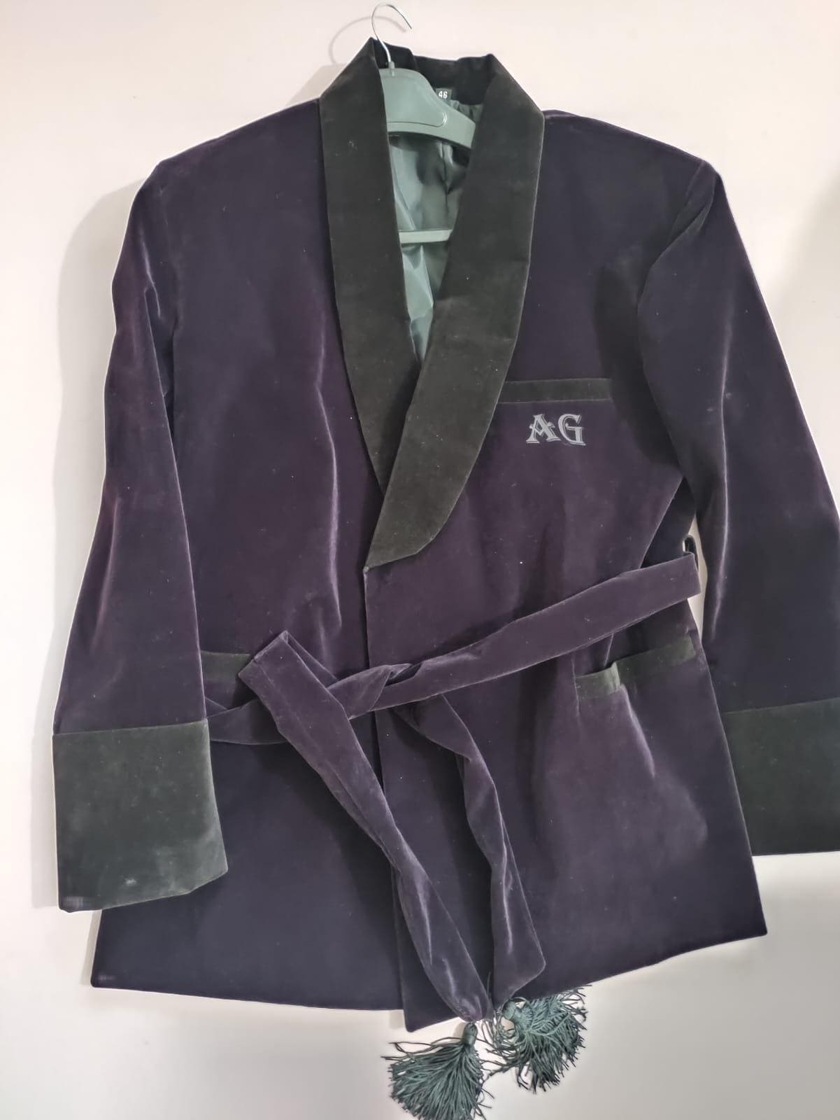 New Purple Velvet Smoking Robe Coat Jacket Wedding Party Wear Robe Smoking COAT with custom name | Custom Monogram Robe | Unisex Velvet Robe