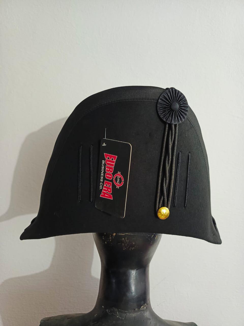 Napoleonic Bicorn Hat: Wool Felt, Gold Braid - Prussian/British Officer