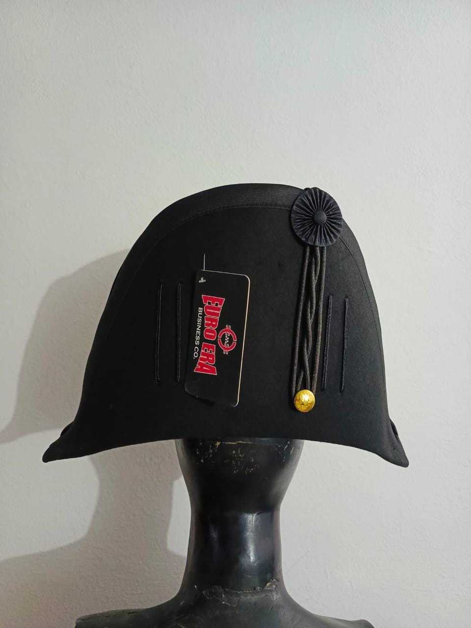 Napoleonic Bicorn Hat: Wool Felt, Gold Braid - Prussian/British Officer