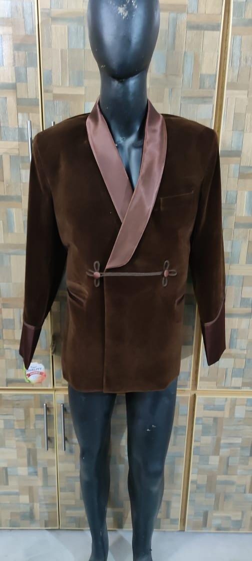 New Brown Velvet Smoking Robe Coat Jacket Wedding Party Wear Robe Smoking COAT | Designer Velvet Jacket | Soft Velvet Fashion | Evening Wear
