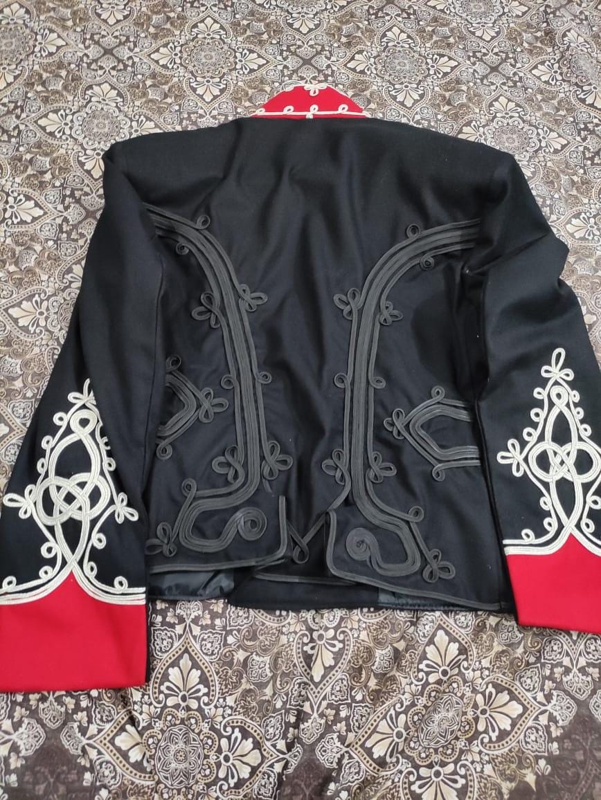 Embroidered Napoleonic Hussars Jacket: Red & White Military Coat