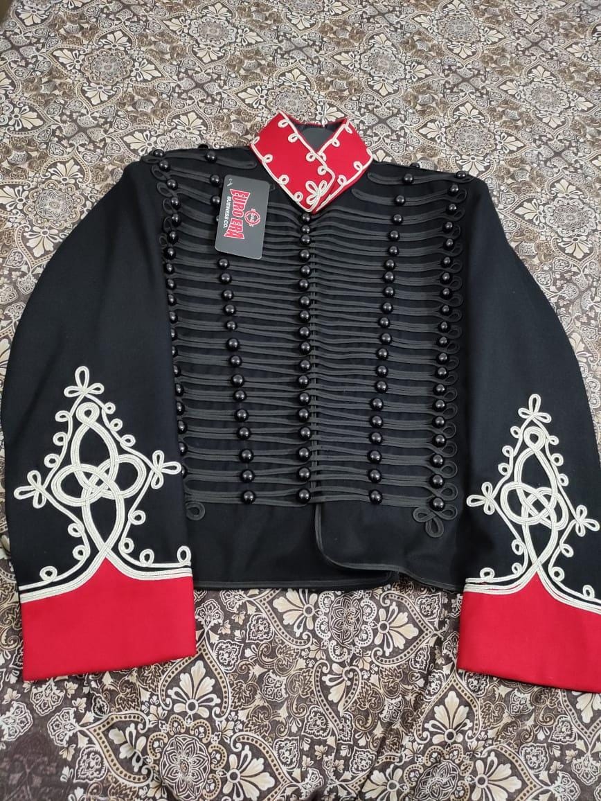 Embroidered Napoleonic Hussars Jacket: Red & White Military Coat