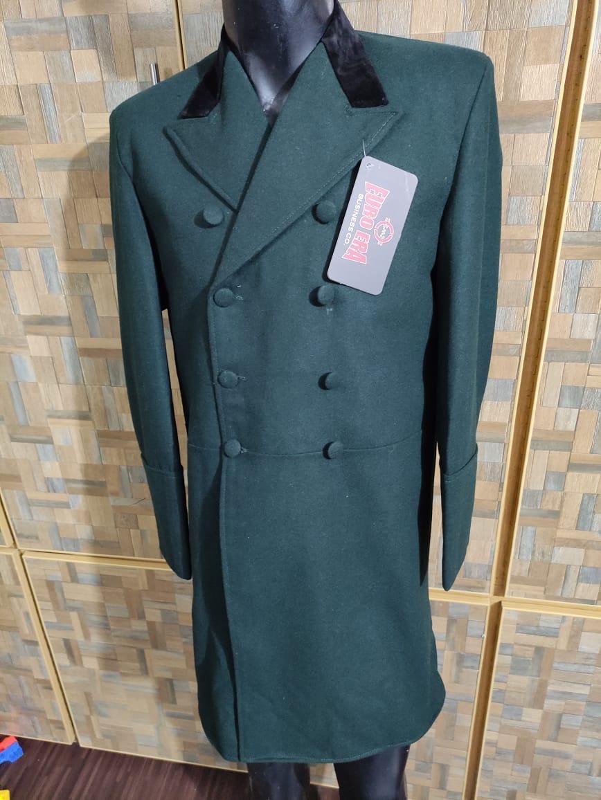 Men's Wool Double Breasted Overcoat: 18th Century Style with Velvet Collar