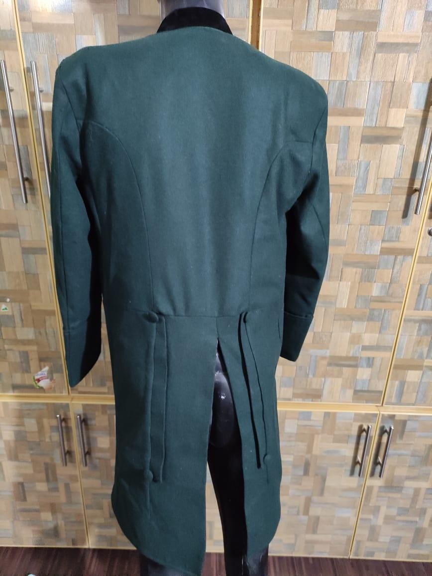 Men's Wool Double Breasted Overcoat: 18th Century Style with Velvet Collar
