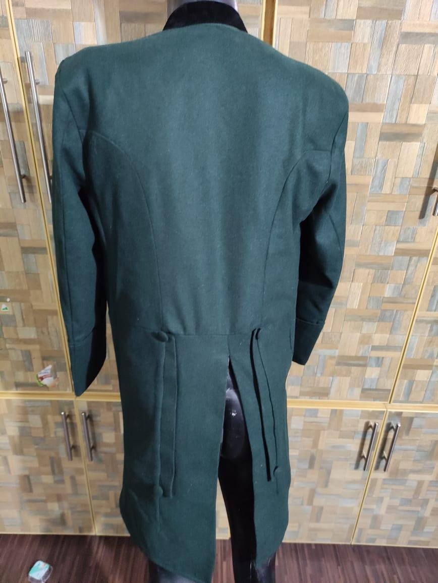 Men's Wool Double Breasted Overcoat: 18th Century Style with Velvet Collar