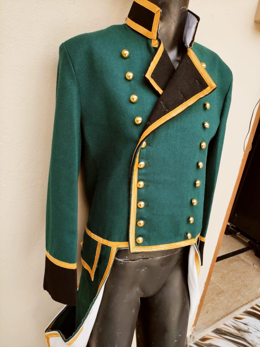 Napoleonic Naval Admiral Wool Frock Coat: Military Regency Tailcoat