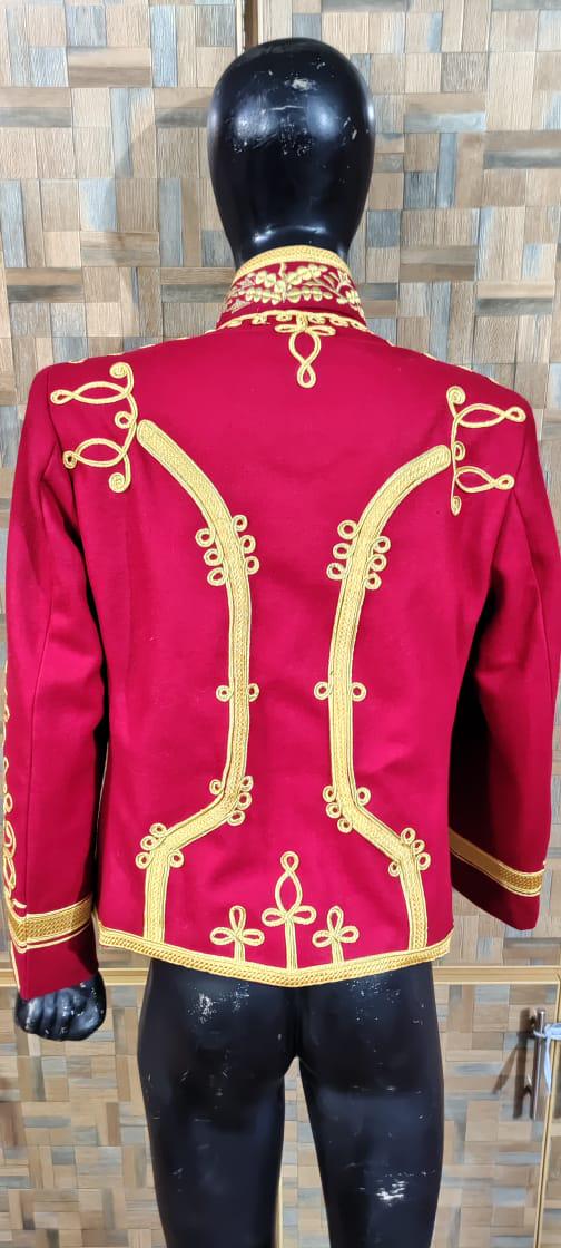 Napoleonic Hussars Officer Jacket: Red Wool, Gold Braid