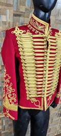 Napoleonic Hussars Officer Jacket: Red Wool, Gold Braid