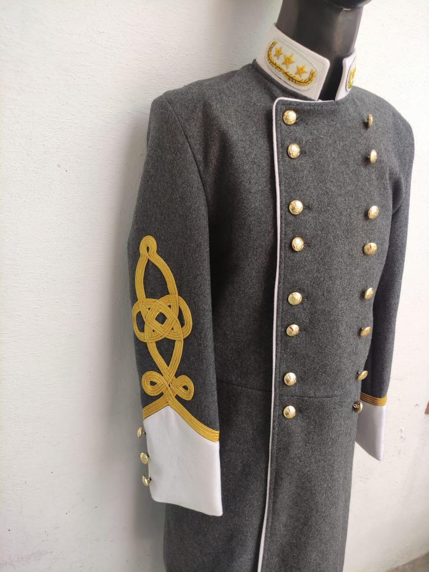 Civil War Confederate General Officer Frock Coat jacket with Rank Stars | Double Breasted Military jacket | Formal Wool Coat