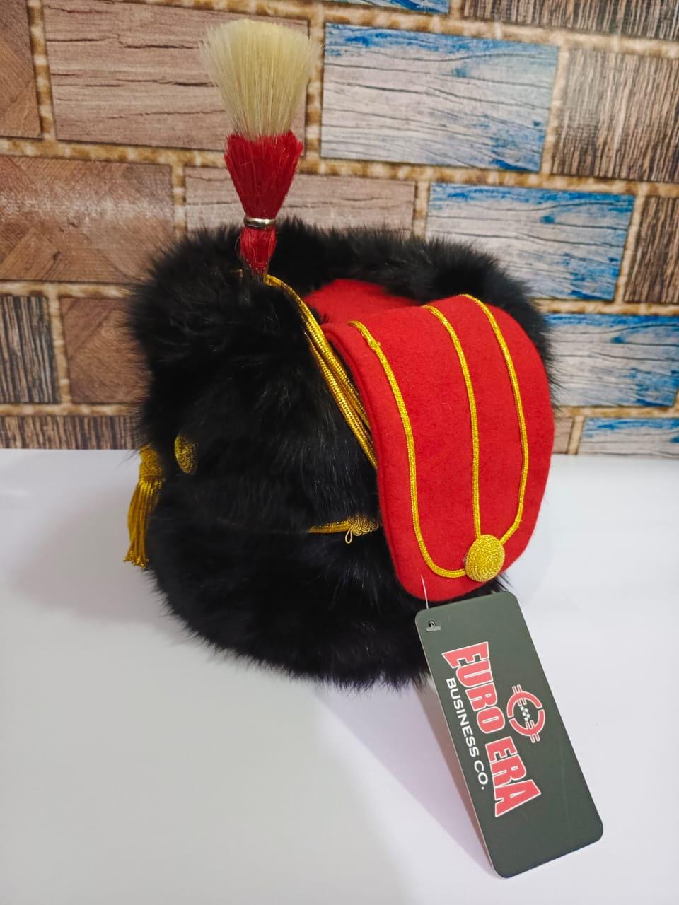 Napoleonic 11th Hussars Officer Busby Hat: Leather, Original Hairs