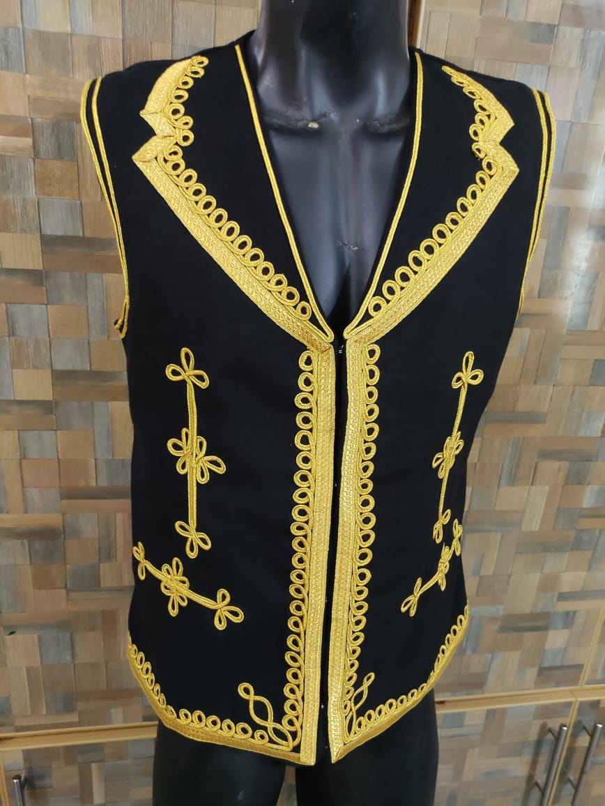 Jimi Hendrix Style Hussars Vest: Embroidered Bohemian Rock Statement