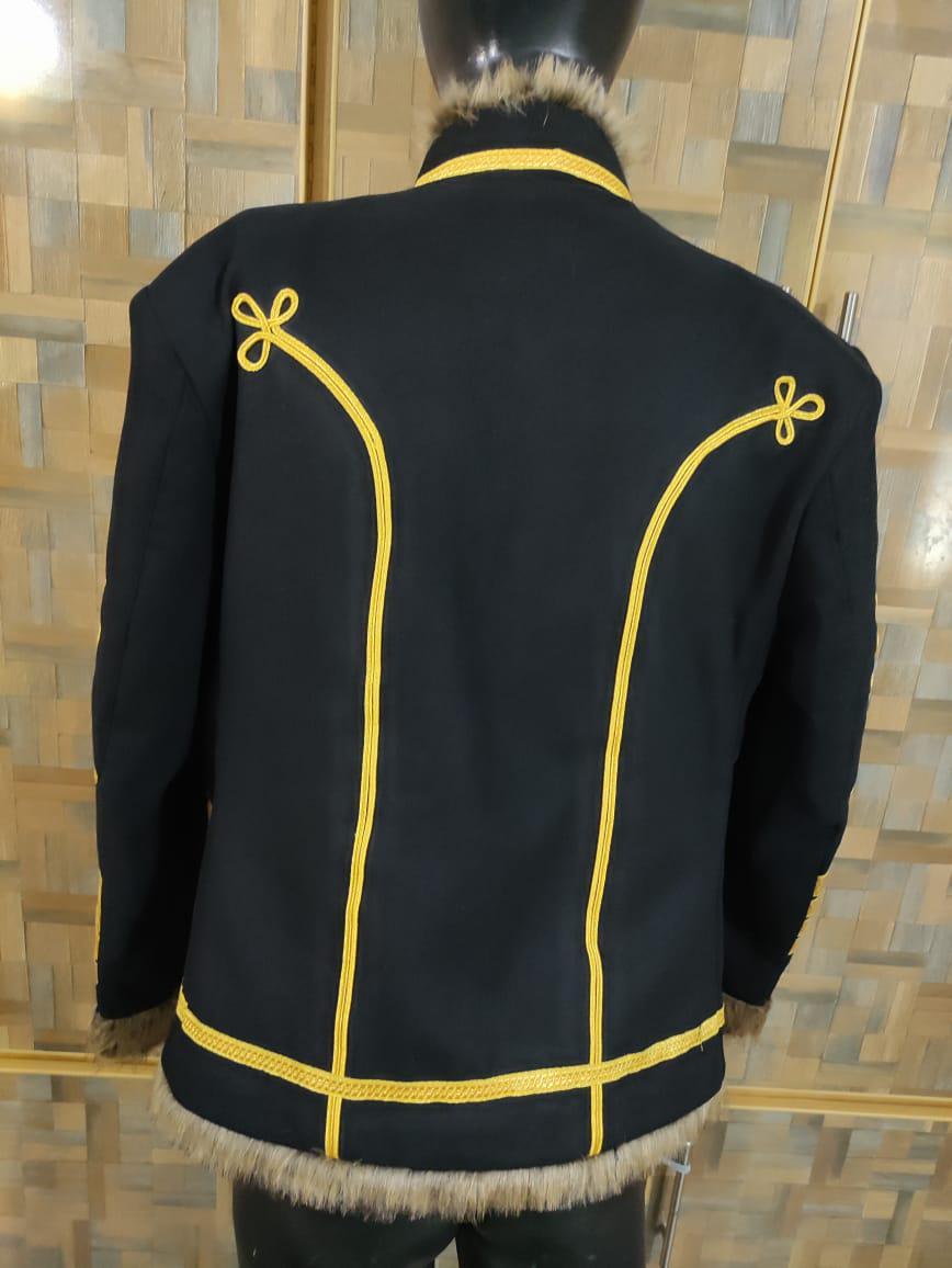 Jimi Hendrix Style Hussars Wool Jacket: Gold Braid Trim