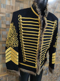 Jimi Hendrix Style Hussars Wool Jacket: Gold Braid Trim