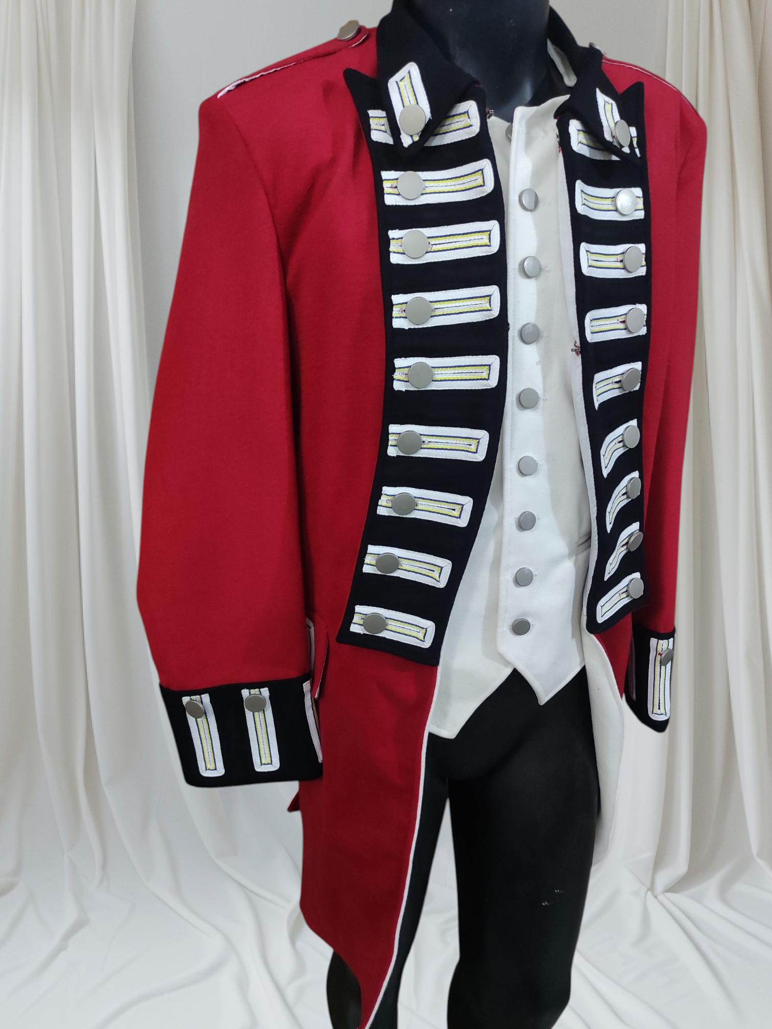 Napoleonic Officer Frock Coat & Waistcoat: 18th Century Military Parade Jacket